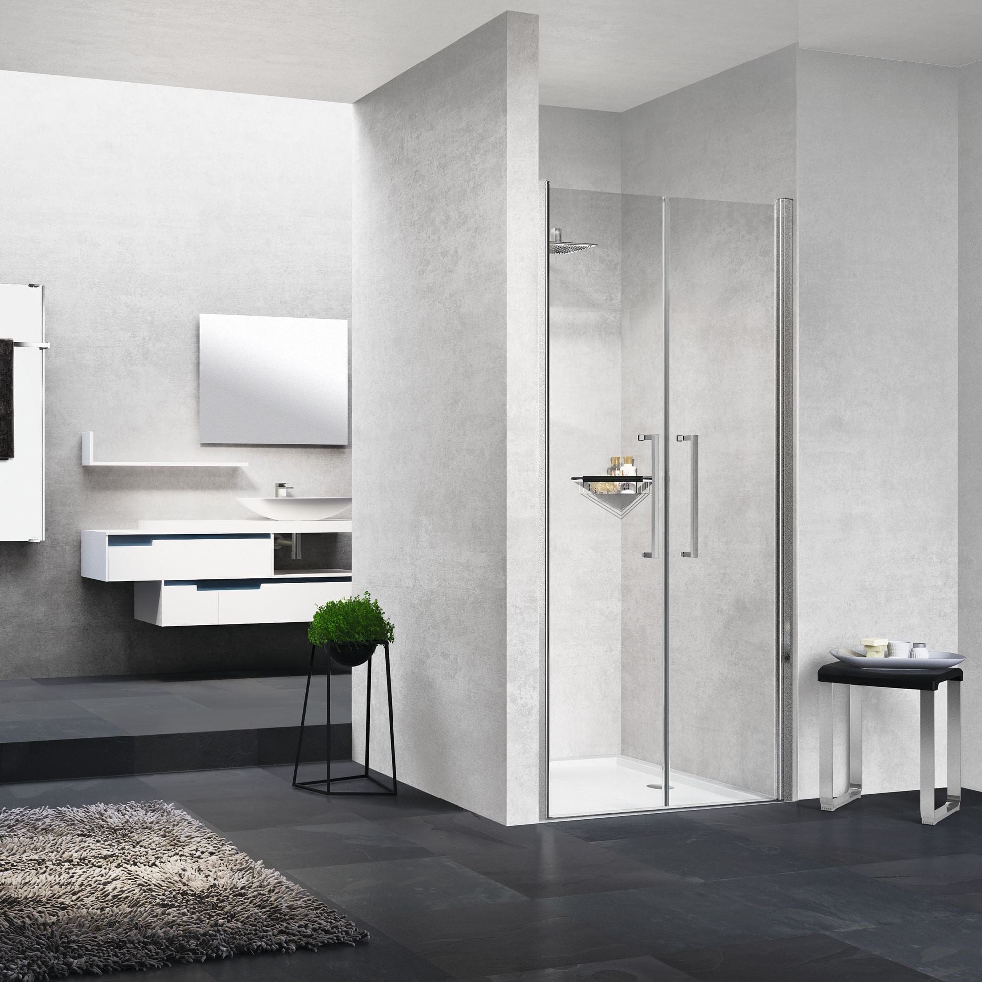 Novellini Young 2.0 Saloondør 80-100cm Krom / 80cm / Klart glass Novellini Dusjnisje KO-600400080