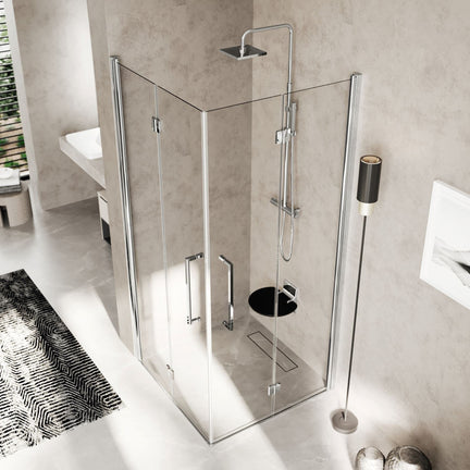 Novellini Young Foldedør 80-100cm - pris pr stk Krom / 80cm høyre / Klart glass Novellini Dusjdør KO-600200080H