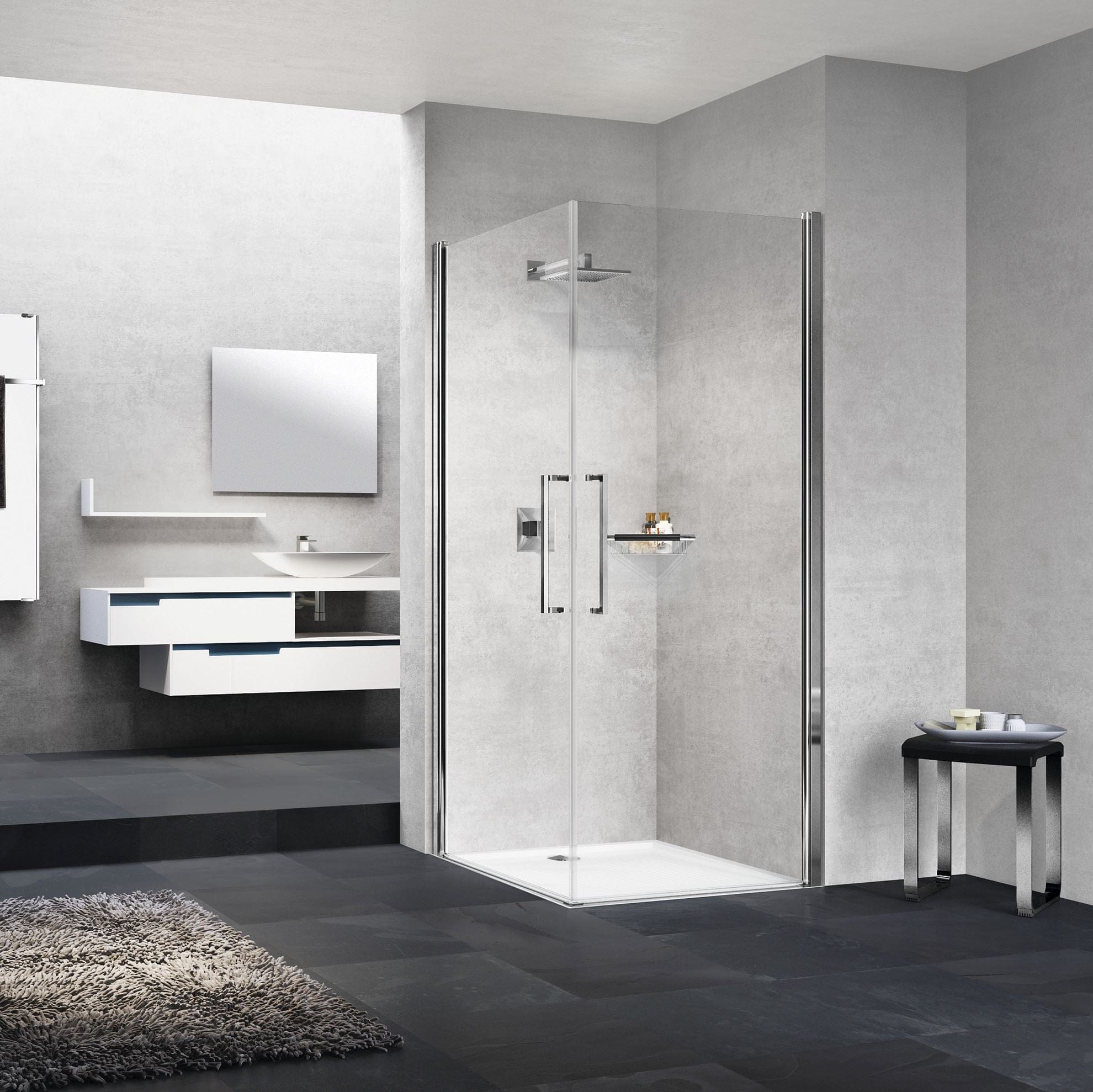 Novellini Young Slagdør 80-100cm - pris pr stk Krom / 80cm / Klart glass Novellini Dusjdør KO-600100080