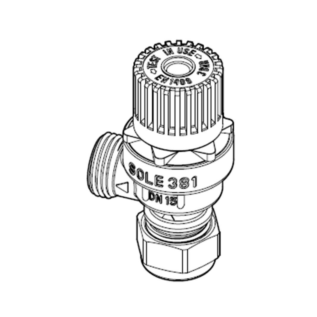OSO Sikkerhetsventil SV2, 3 Bar, Med Avtapping OSO Hotwater Reservedel varmtvannsbereder AH-8405007