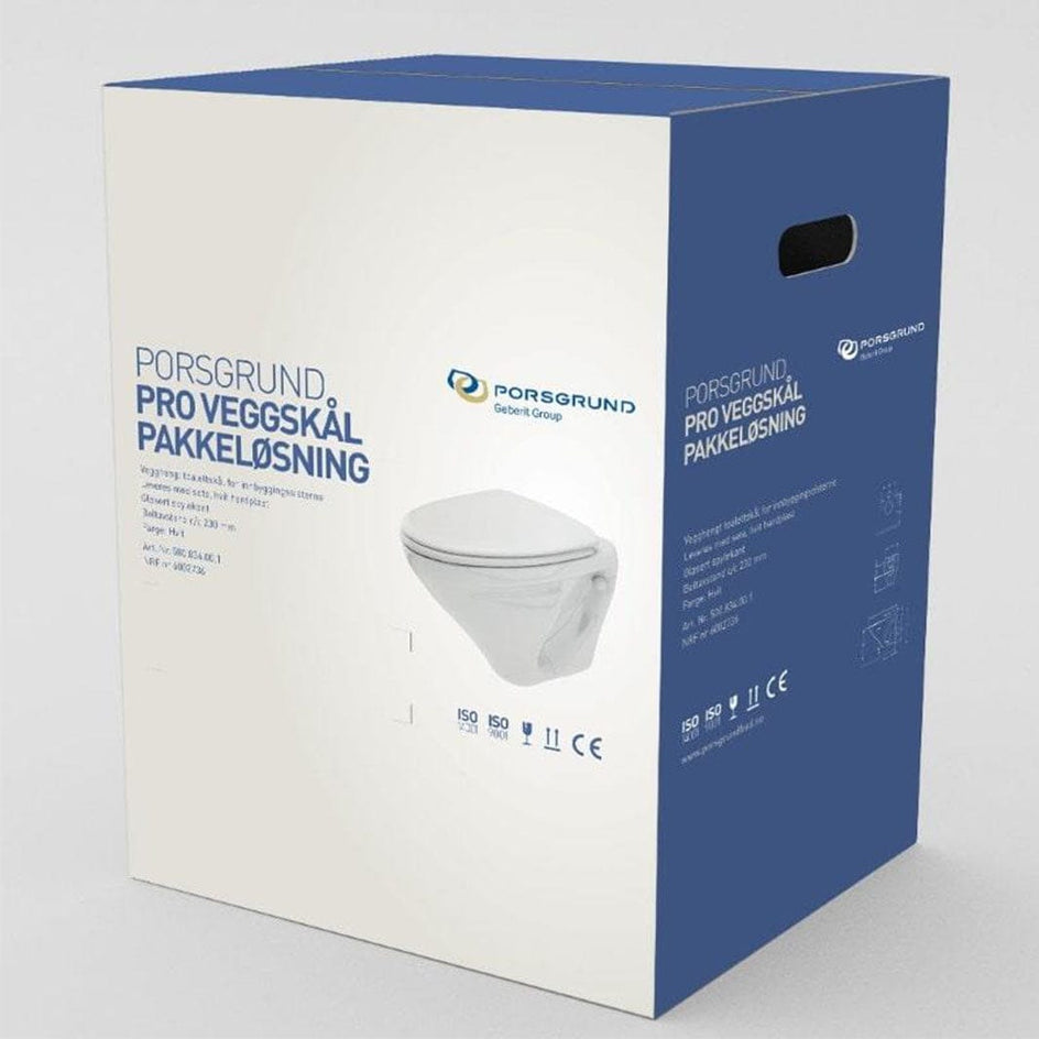 Porsgrund Pro Veggtoalettpakke - veggskål og sete Porsgrund Vegghengt toalett GE-6002736