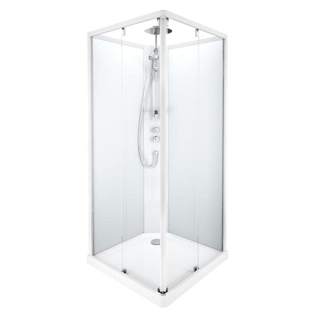Porsgrund Showerama 10-5 F Dusjkabinett - Firkantet Hvit Matt / 90x90cm Frostet Glass Dusjkabinett