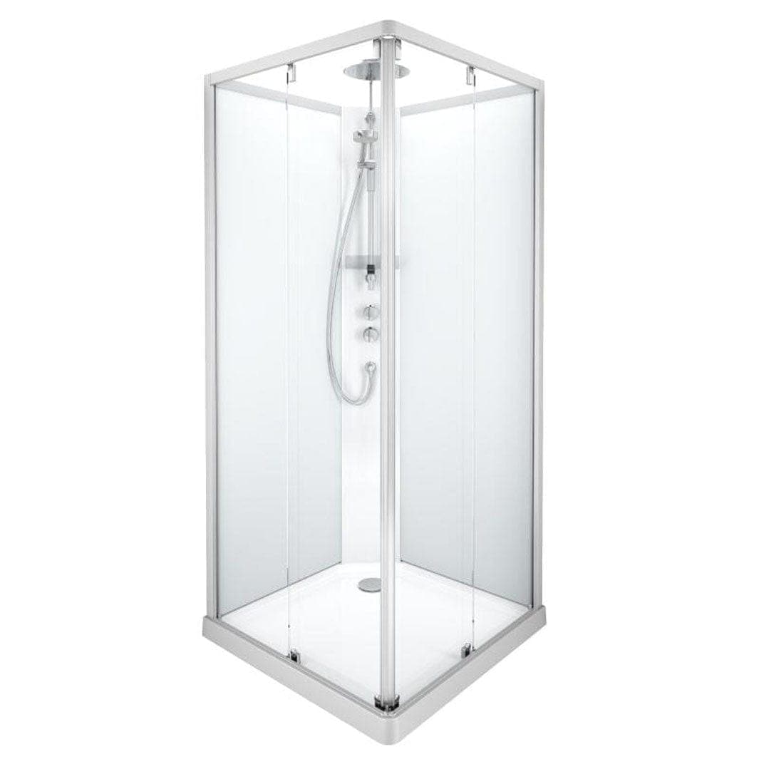 Porsgrund Showerama 10-5 F Dusjkabinett - Firkantet Matt Aluminium / 90x90cm Frostet Glass Dusjkabinett