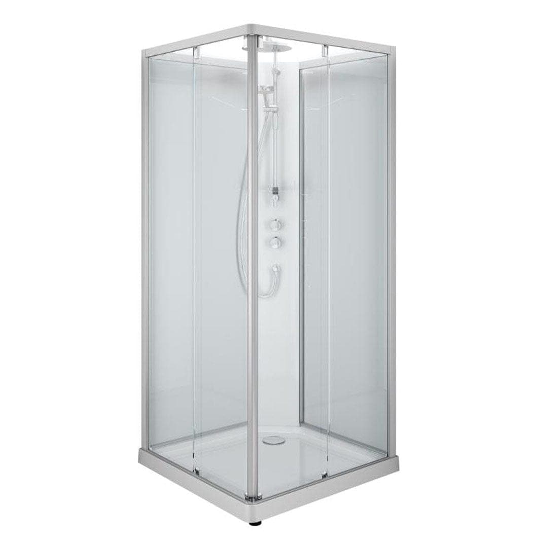 Porsgrund Showerama 10-5 F Dusjkabinett - Firkantet Matt Aluminium / 90x90cm Klart Glass Dusjkabinett