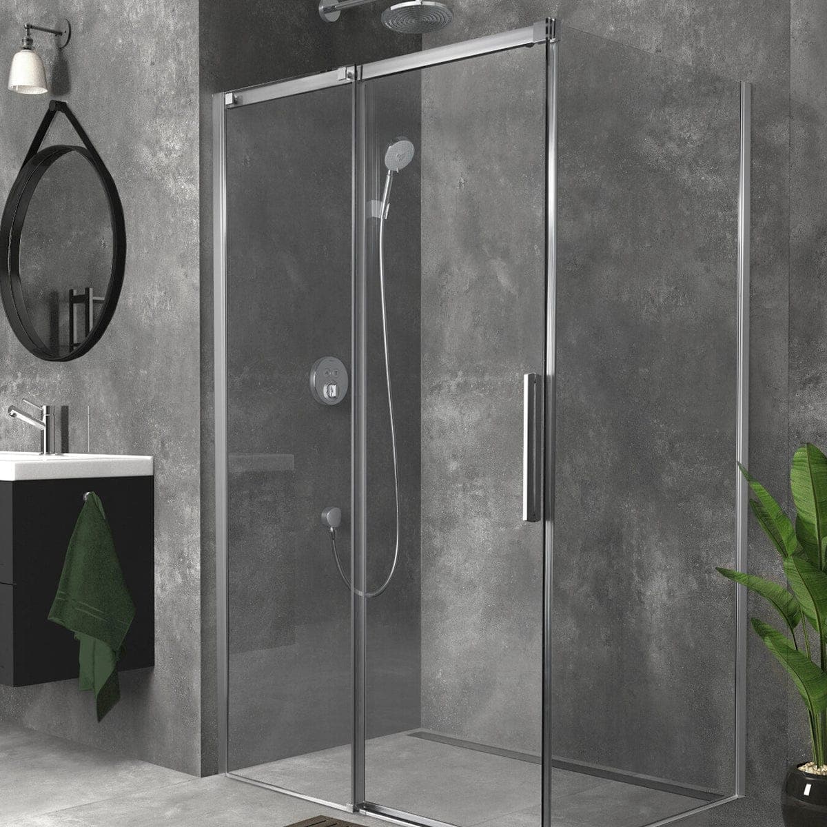 Sanipro ALTIS LINE / BLACK LINE - Skyvedør / Nisje Krom / 120cm / Klart glass Sanipro Dusjdør SA-10052