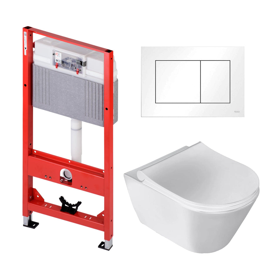 Sanipro Aquaform Toalettpakke: veggskål, soft-close sete og TECE sisterne Hvit / Hvit Sanipro Toalettpakker BUN-6123044HVH