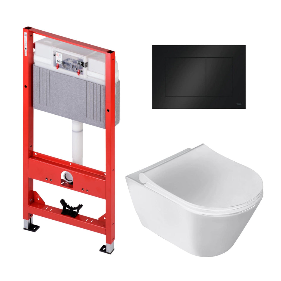 Sanipro Aquaform Toalettpakke: veggskål, soft-close sete og TECE sisterne Hvit / Svart matt Sanipro Toalettpakker BUN-6123044HVS