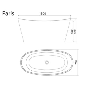 Sanipro Paris Frittstående badekar 150