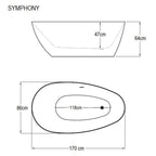 Sanipro SYMPHONY Frittstående badekar 170 - designkar