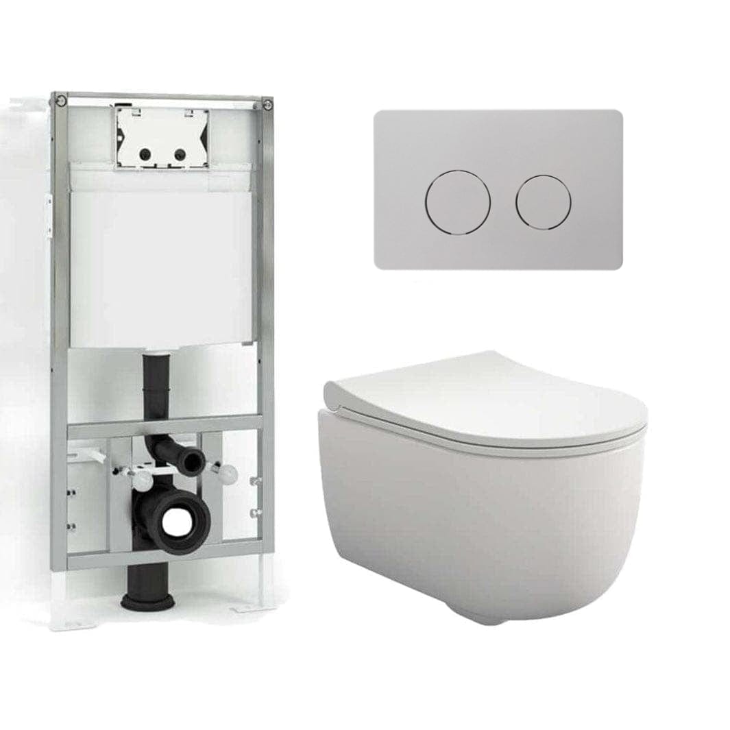 Svedbergs Alta Toalettpakke: veggskål, soft-close sete og sisterne Matt krom Svedbergs Toalettpakker BUN-SV90410MAT