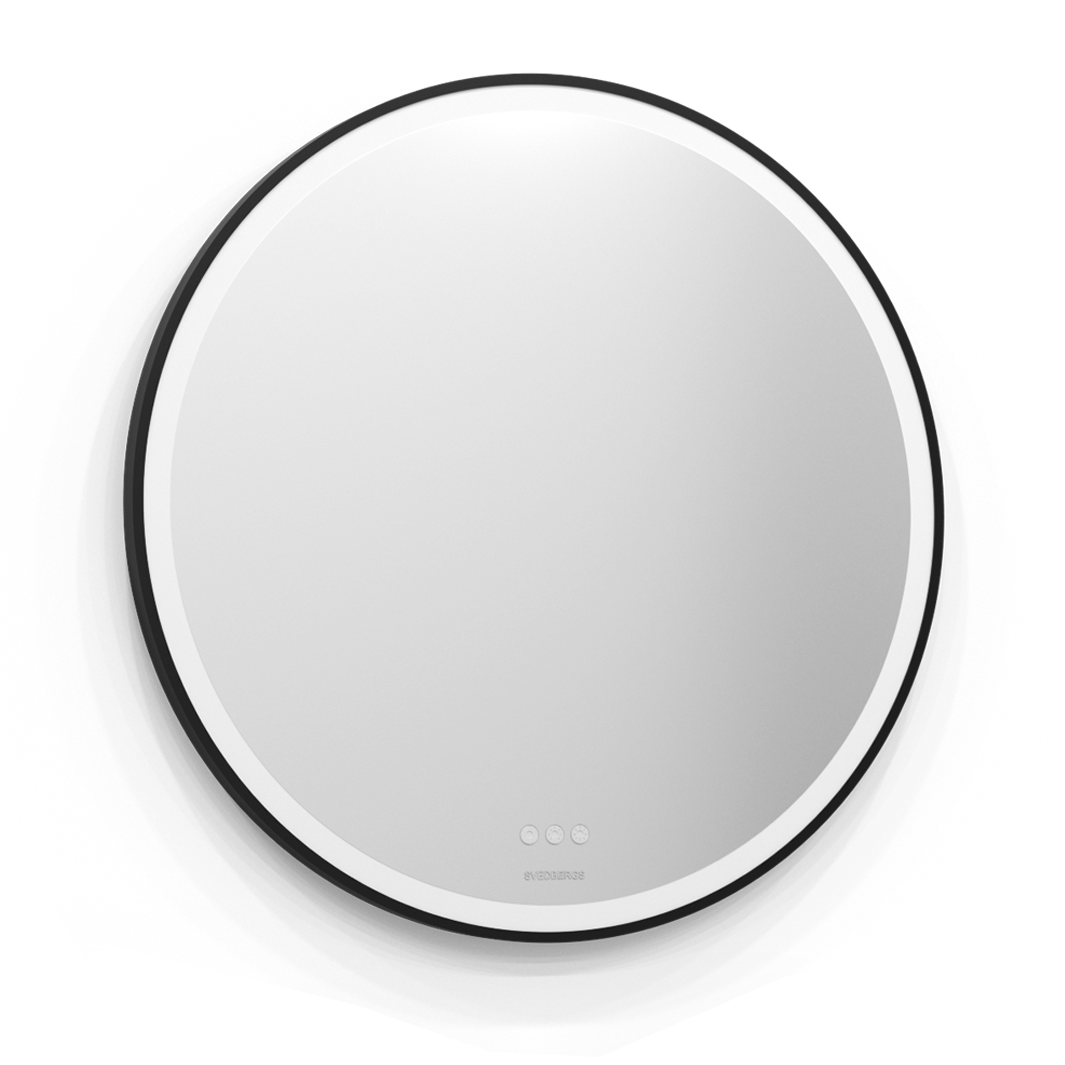 Svedbergs ISTA Speil Svart Ramme Rund 80cm Svedbergs Baderomsspeil SV-458080