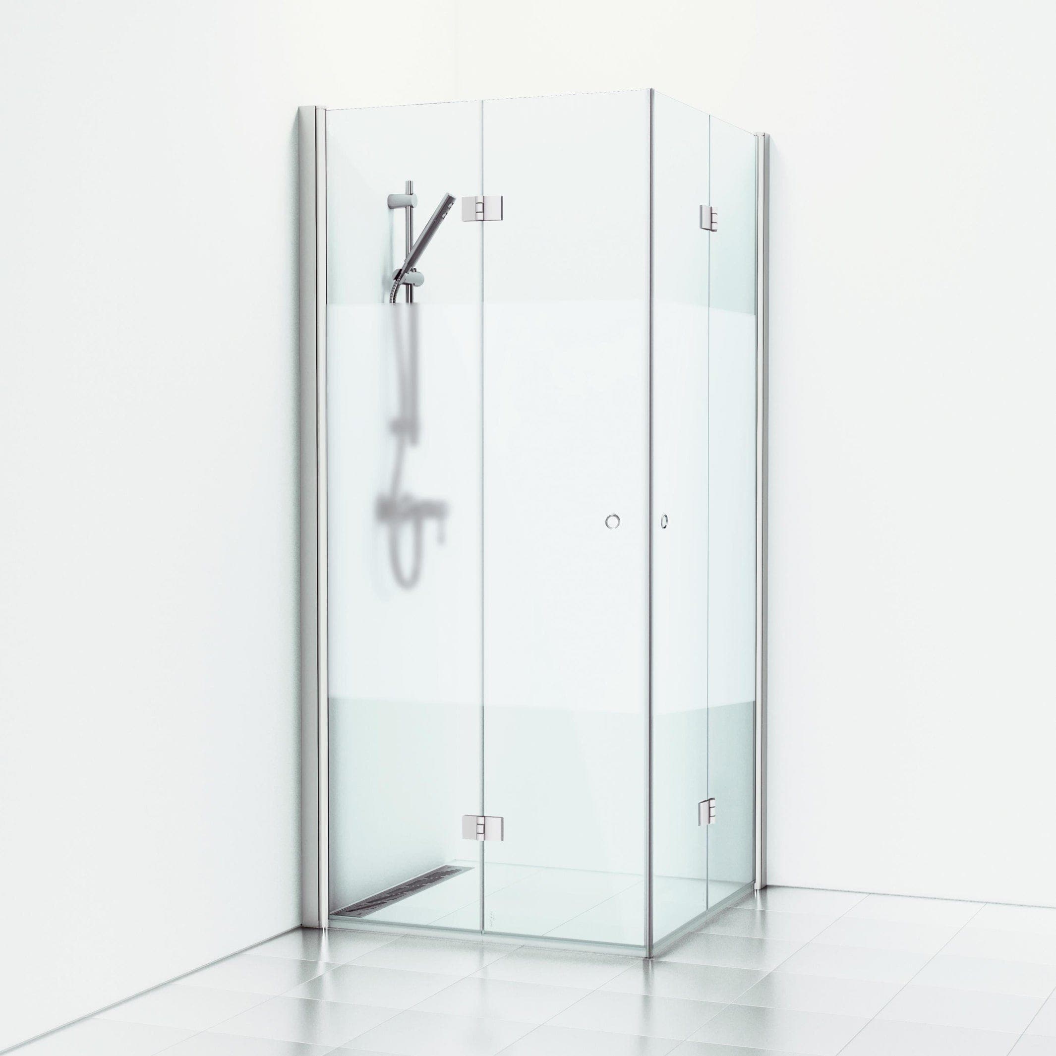 Svedbergs Skoga Dusjhjørne Leddet Matt aluminium / 100x100cm / Halvfrostet glass Svedbergs Dusjhjørne SV-61609311