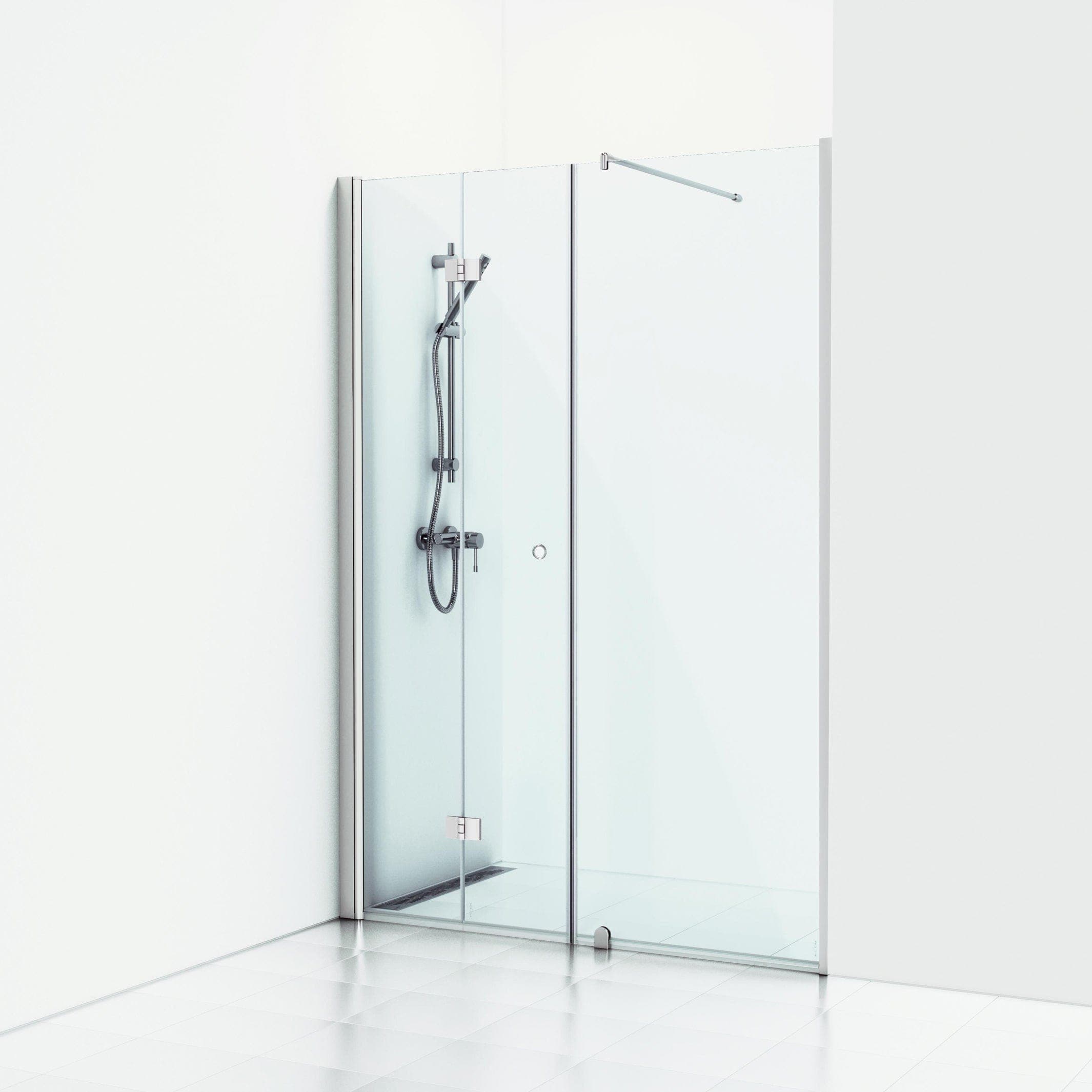 Svedbergs Skoga Dusjnisje Leddet Kombi (vegg+dør) Matt aluminium / 200cm / Klart glass Svedbergs Dusjnisje SV-60907311