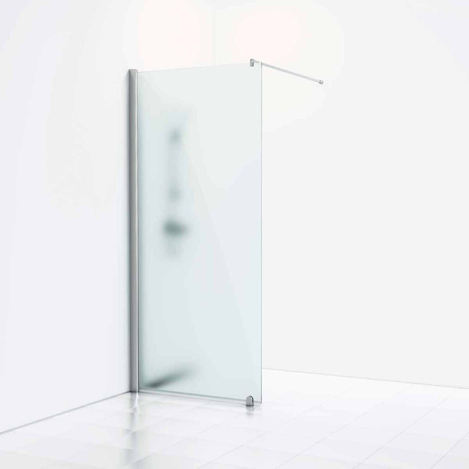 Svedbergs Skoga Dusjvegg Rett (Walk-in) Krom / 70cm Frostet Glass