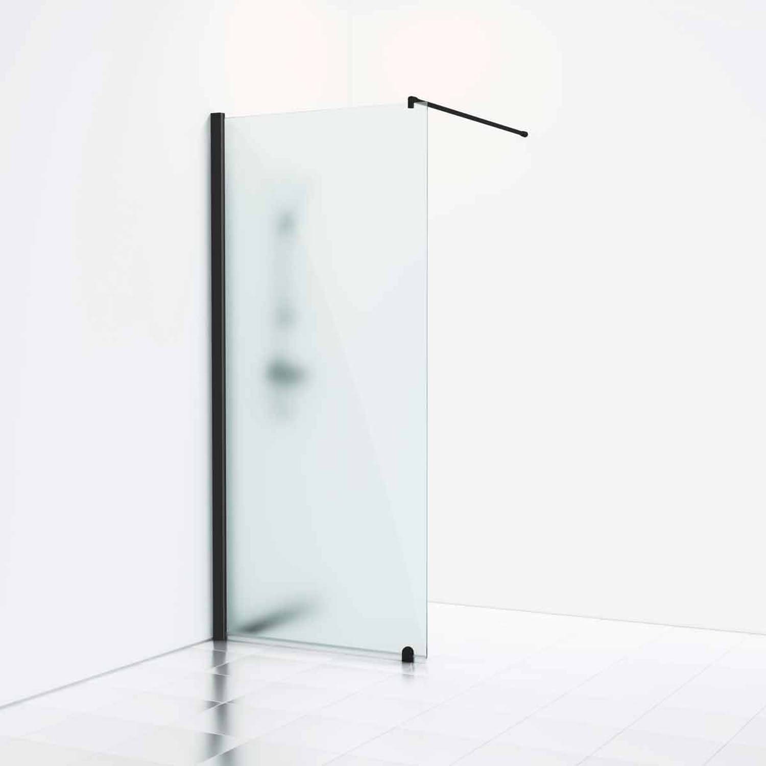 Svedbergs Skoga Dusjvegg Rett (walk-in) Svart matt / 100cm / Frostet glass Svedbergs Dusjvegg SV-6120121