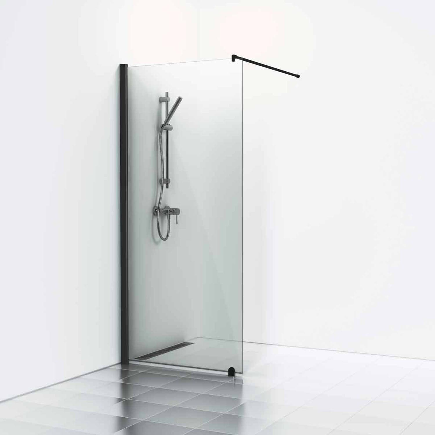 Svedbergs Skoga Dusjvegg Rett (walk-in) Svart matt / 100cm / Røkfarget glass Svedbergs Dusjvegg SV-6120321