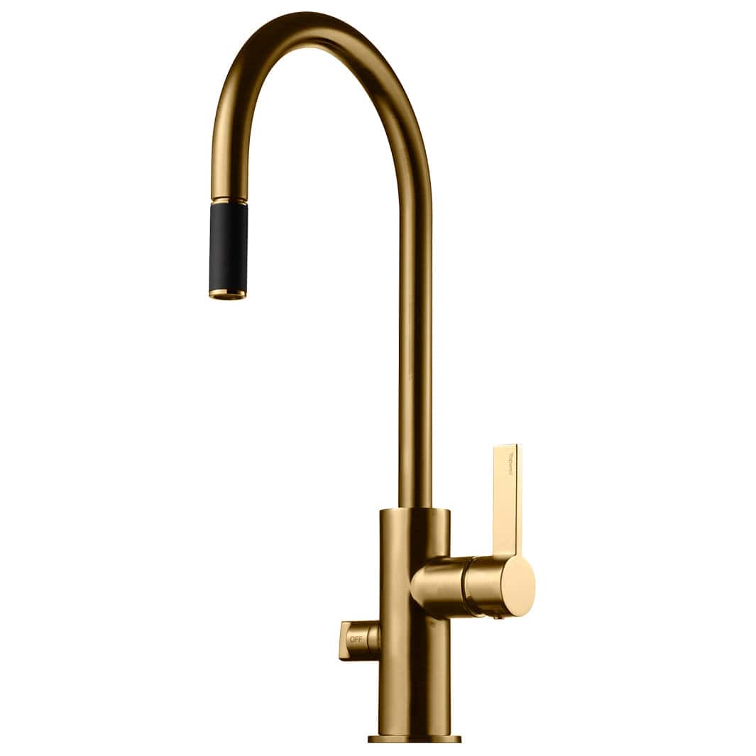 Tapwell ARM885 Kjøkkenarmatur Uttrekk+Avstengning Brushed honey gold Tapwell Kjøkkenarmatur TA-9424287