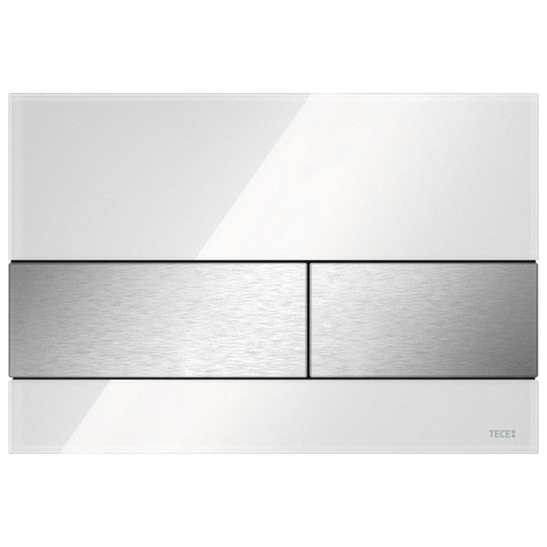 TECEsquare Betjeningsplate Glass Hvit glass / Børstet stål Tece Betjeningsplate og trykknapper TE-6122208