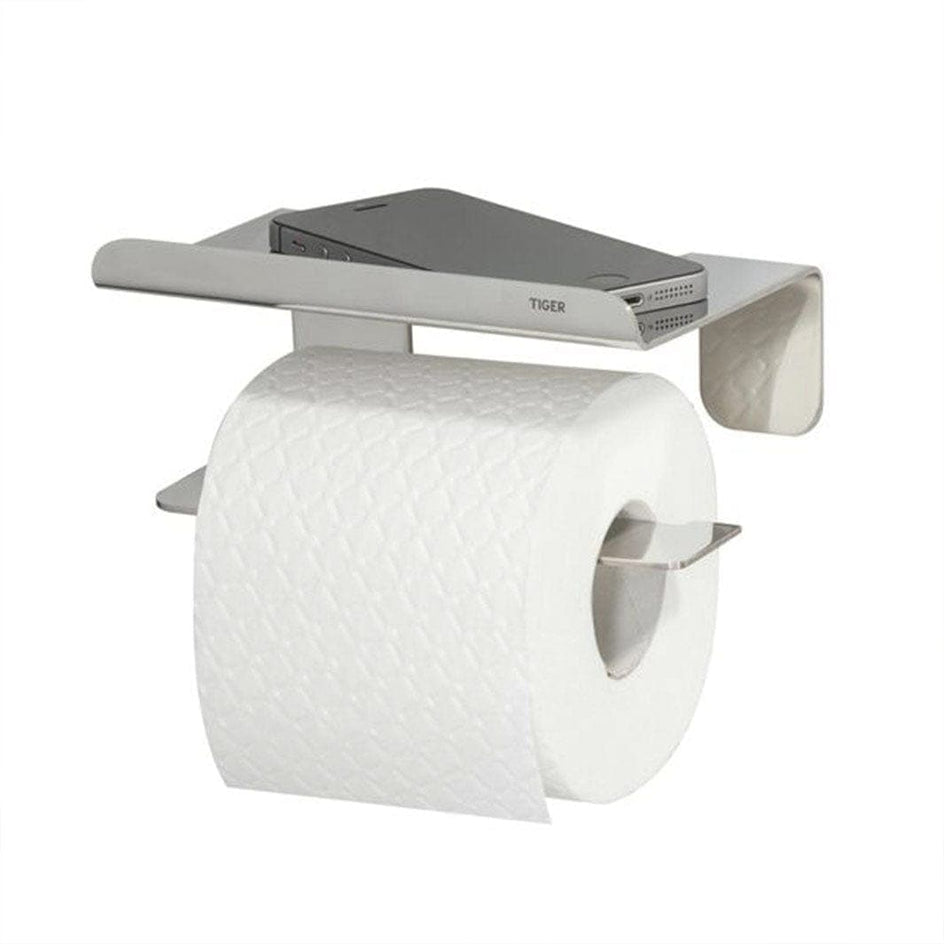 Tiger Colar toalettrullholder med hylle blankpolert Krom Tiger Toalettrullholder CO-T314233
