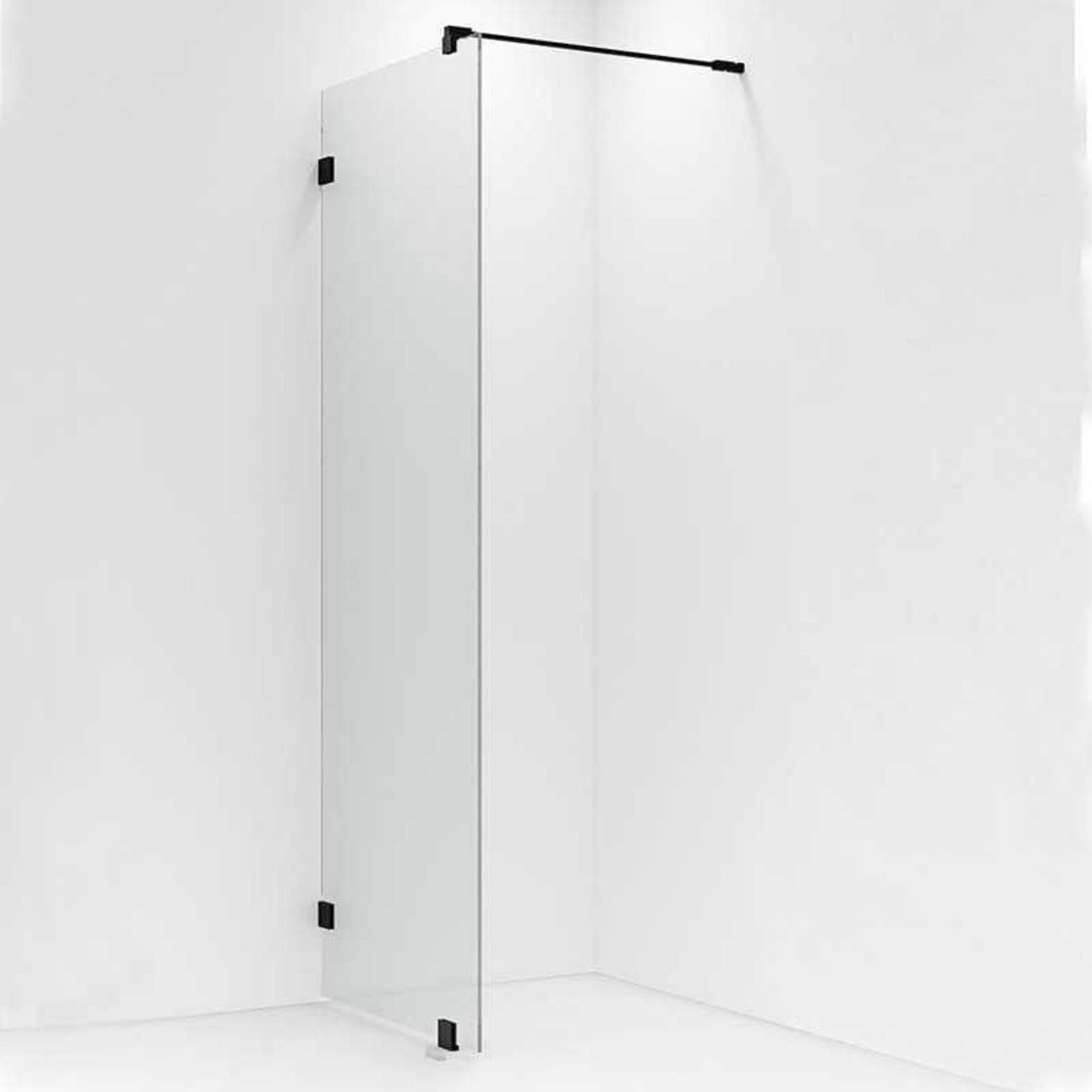 VikingBad Emil Glassfelt H200cm - inkl. støttestag, veggfeste og gulvfeste Svart matt / 100cm / Klart glass VikingBad Dusjvegg VB-113432