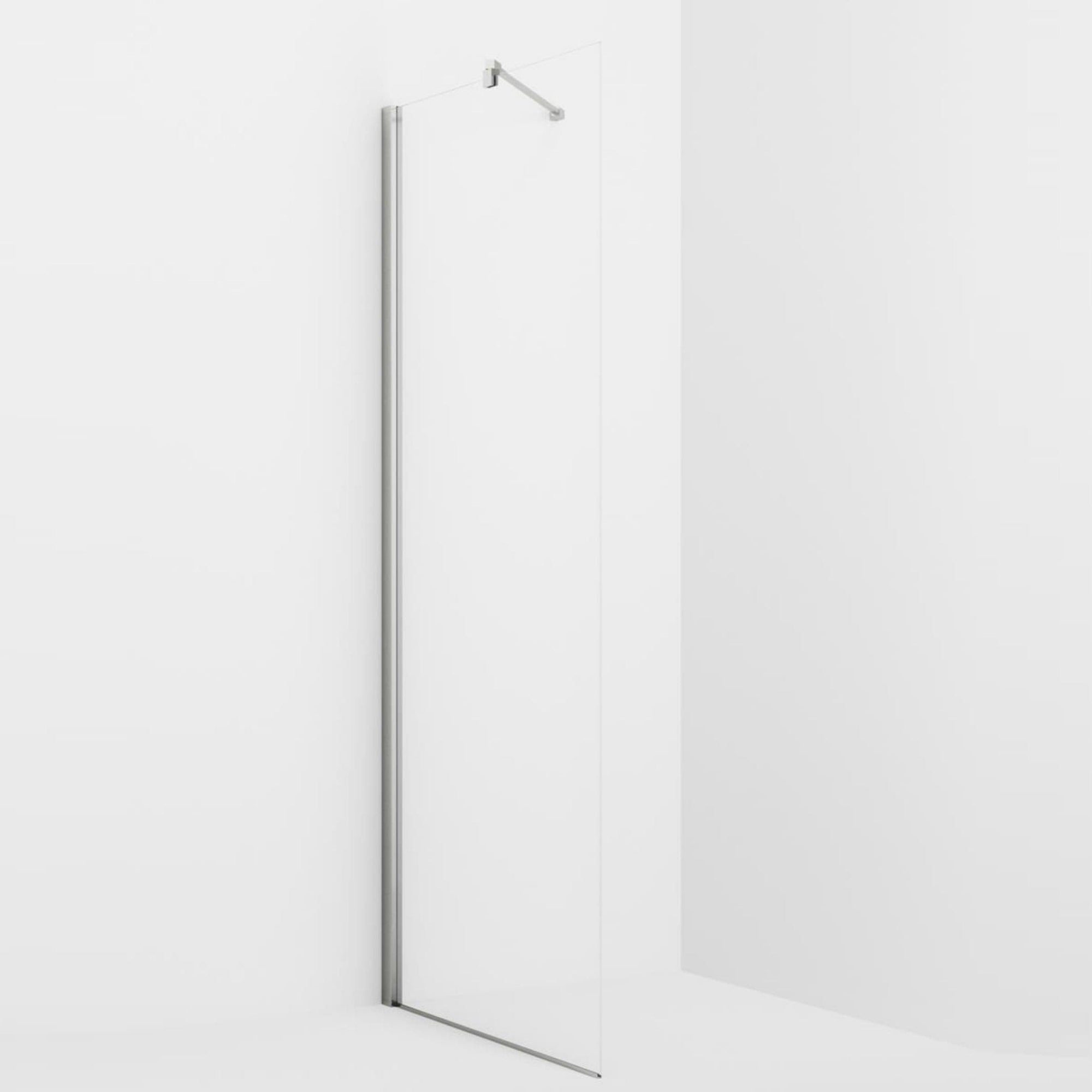 VikingBad Liam Glassfelt Rett H193cm Sølv / 20cm / Klart glass VikingBad Dusjvegg VB-003731-01