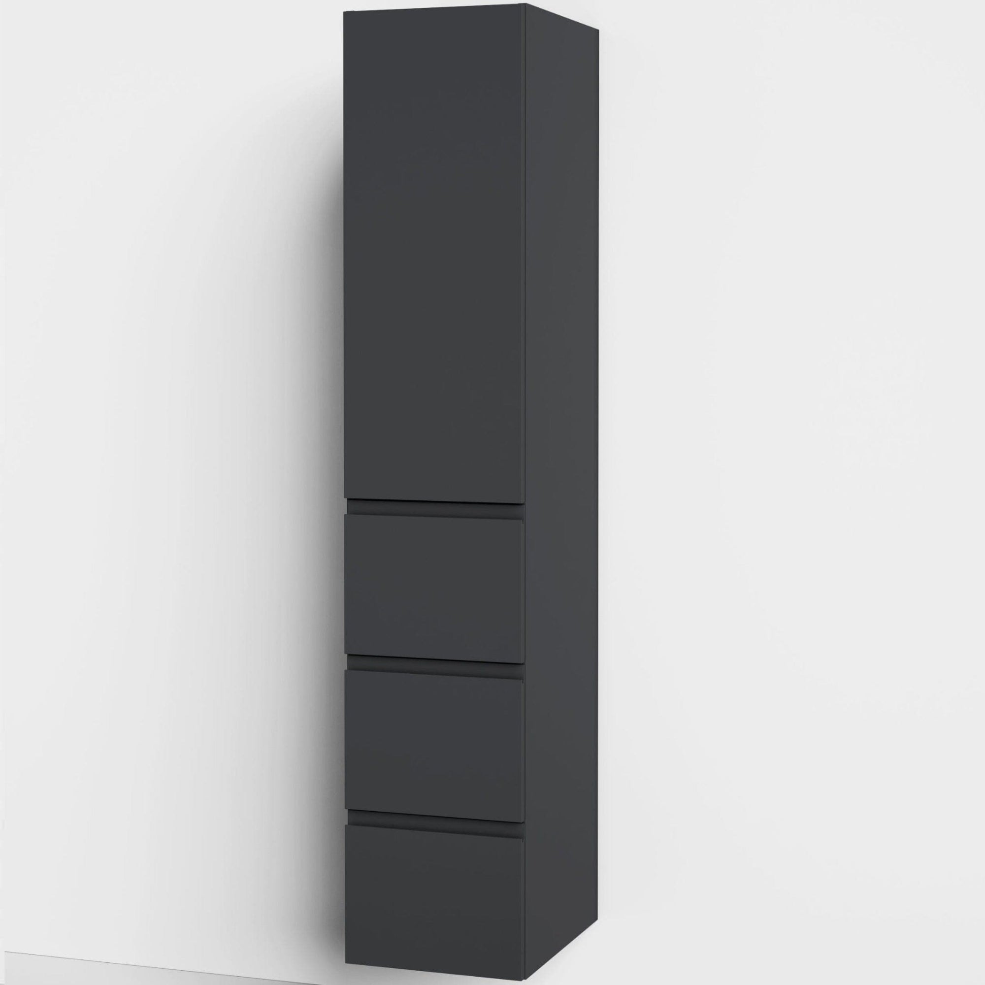 VikingBad Mie 176 Høyskap 3 Skuffer - fingergrep Mørk grå VikingBad Høyskap bad VB-112026