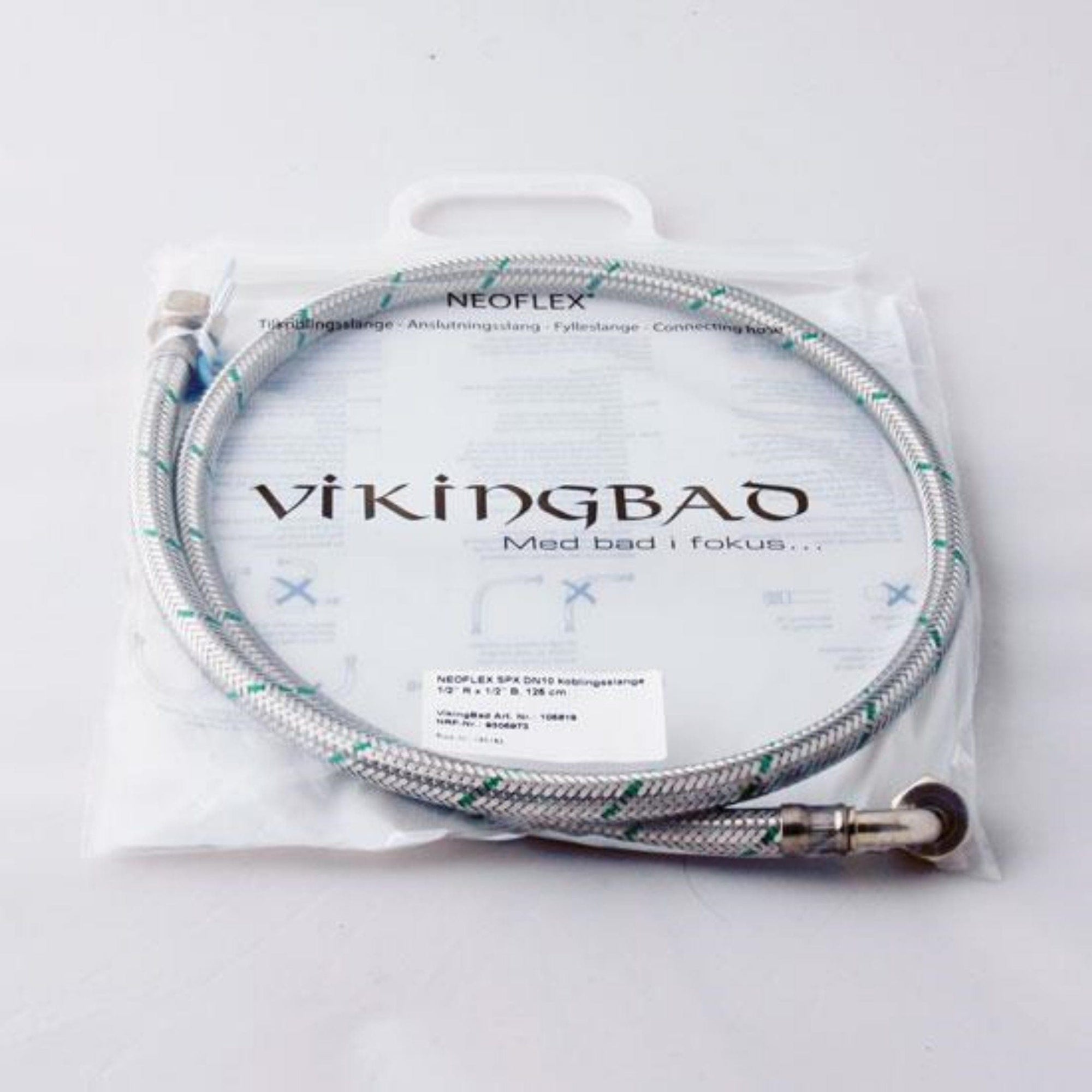 VikingBad SIL DN10 Neoperl Koplingsslange - L125cm dusjkabinett 1/2"Rx1/2"B VikingBad Koblingsslange VB-111025
