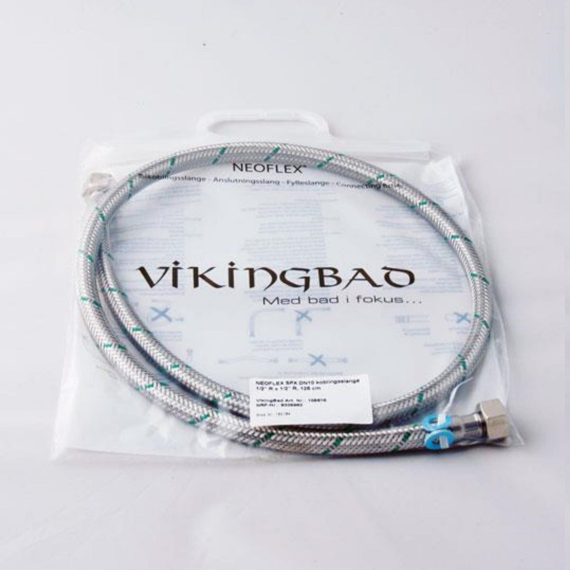 VikingBad SIL DN10 Neoperl Koplingsslange - L125cm dusjkabinett 1/2"Rx1/2"R VikingBad Koblingsslange VB-111026