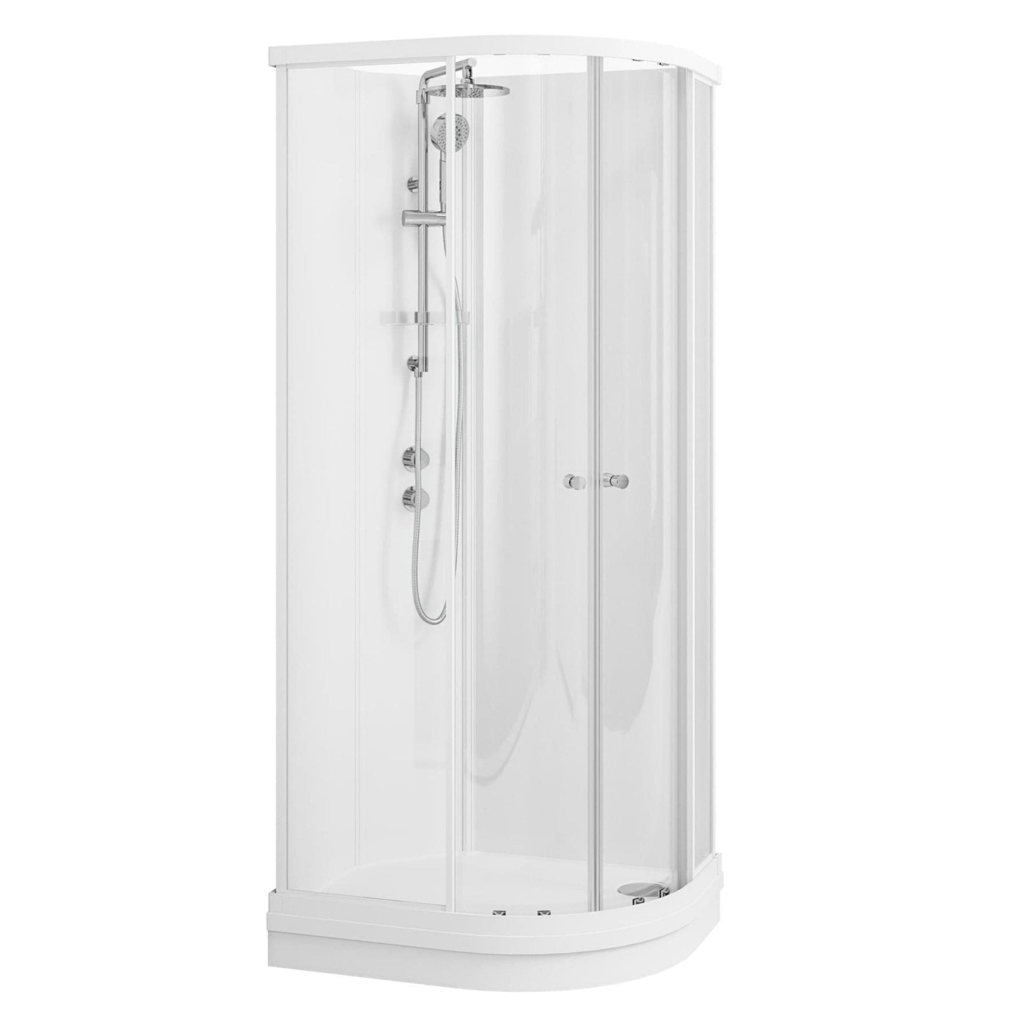 VikingBad Sofia Dusjkabinett Buet H210cm Hvit matt / 70x90cm høyre / Pluss VikingBad Dusjkabinett VB-113438