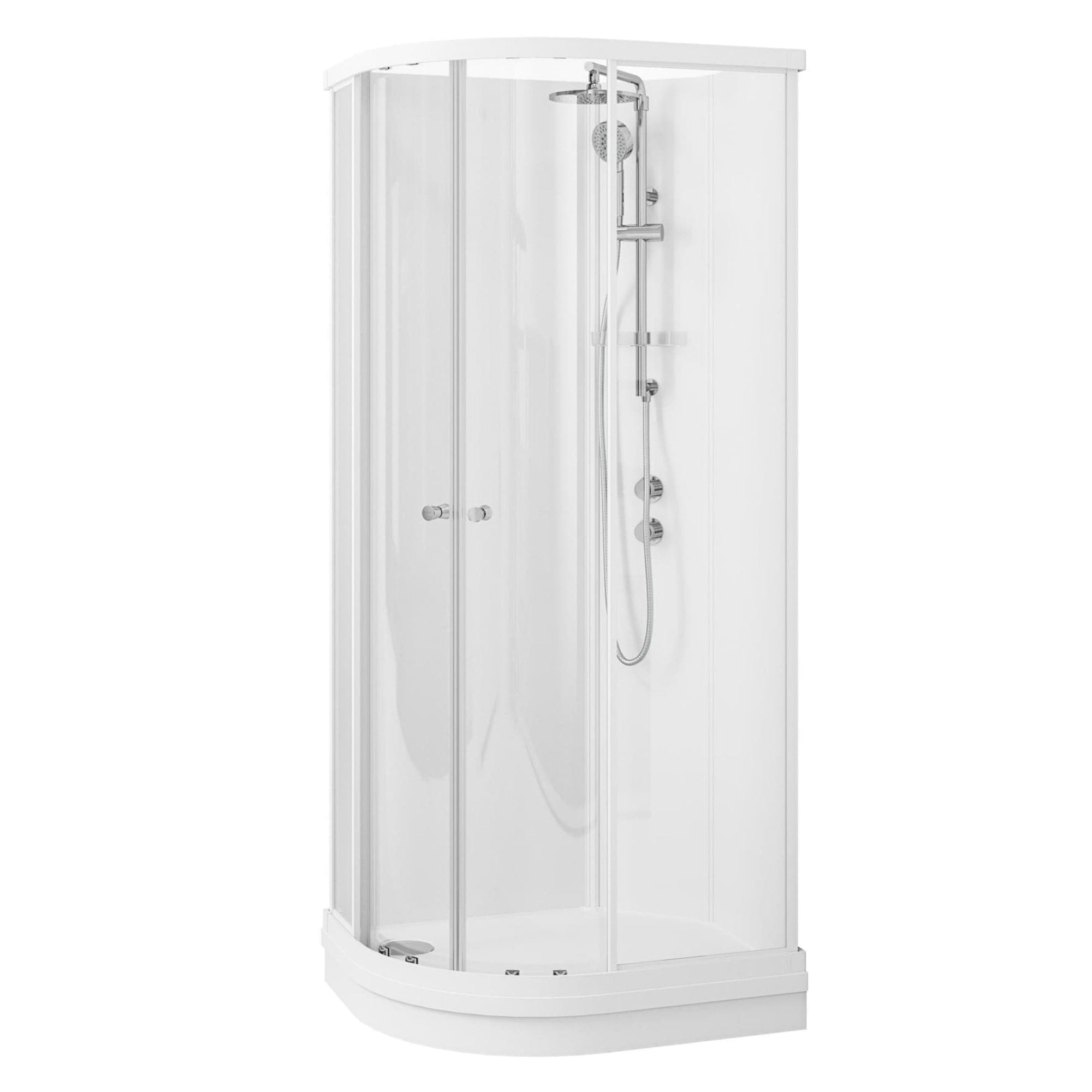 VikingBad Sofia Dusjkabinett Buet H210cm Hvit matt / 70x90cm venstre / Standard VikingBad Dusjkabinett VB-112692