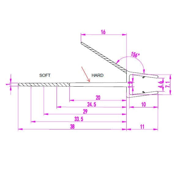 VikingBad Subbelist H38mm Rivbar - L100cm passer badekarvegg og dusjdører Klar VikingBad Reservedel dusj VB-112544